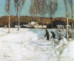 Childe Hassam  - Bilder Gemälde - Schneeschaufeln, New England