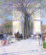 Childe Hassam  - Peintures - Arc de triomphe de Washington au printemps