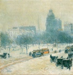Childe Hassam  - paintings - Winter in Union Square