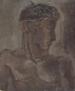 Helmut Kolle - Peintures - Buste d'un jeune homme nu avec casquette