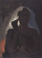 Helmut Kolle - Peintures - Buste de femme nue avec la main droite levée