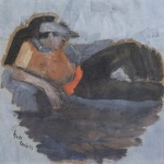 Helmut Kolle  - Peintures - Jeune Apache allongé