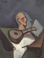 Helmut Kolle  - paintings - Stillleben mit Gitarre, Kopf und Buch (Allegorie des Künstlers)