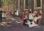 Max Liebermann  - Bilder Gemälde - Freistunde im Amsterdamer Waisenhaus (Der Hof des Waisenhauses in Amsterdam)