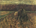 Max Liebermann  - Peintures - Ramasseuse de pommes de terre