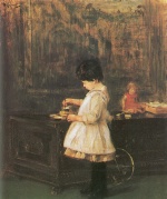 Max Liebermann  - paintings - Kind an der Truhe