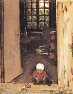 Max Liebermann  - paintings - Spielendes Kind in der Haustür