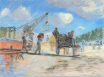 Jean Baptiste Armand Guillaumin  - Peintures - Charrette sur les rives de la Seine