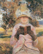 Jean Baptiste Armand Guillaumin  - Peintures - Mme Guillaumin lisant dans son jardin