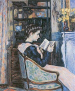 Jean Baptiste Armand Guillaumin  - Peintures - Mademoiselle Guillaumin lisant