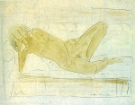 Otto Mueller - Peintures - Jeune fille nue sur un canapé 