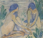 Otto Müller - Peintures - Baigneuses bleues
