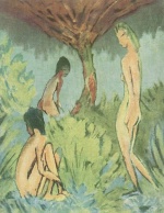 Otto Mueller - Peintures - Trois nus sous un arbre