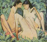Otto Mueller - Peintures - Trois jeunes filles dans la forêt