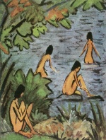 Otto Mueller - paintings - Landschaft mit Badenden