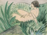 Otto Mueller - Peintures - Jeune fille dans l'herbe des dunes
