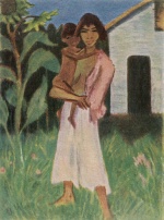 Otto Mueller - paintings - Stehende Zigeunerin mit Kind