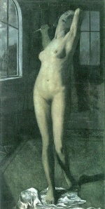 Otto Mueller - paintings - Stehender Mädchenakt mit Dolch