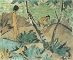 Otto Mueller  - paintings - Zwei Mädchen mit gegabeltem Baum