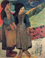 Paul Gauguin  - paintings - Kleine Bretoninnen am Meer
