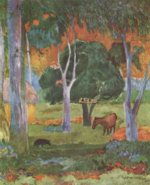 Paul Gauguin  - Bilder Gemälde - Landschaft auf La Dominique (Hiva Oa)