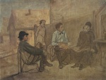 Wassilij Grigorjewitsch Perow  - Bilder Gemälde - Gespräch zweier Studenten mit einem Mönch vor der Kapelle