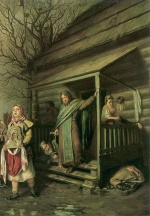 Wassilij Grigorjewitsch Perow  - paintings - Osterprozession auf dem Dorfe, Ausschnitt rechts