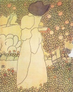 József Rippl Rónai - Peintures - Femme dans le jardin (femme se promenant) 