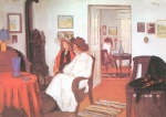 József Rippl Rónai  - paintings - Weisse Wand, braune Möbel
