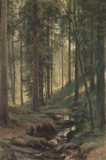 Iwan Iwanowitsch Schischkin  - Peintures - Ruisseau sur une pente boisée