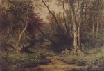 Iwan Iwanowitsch Schischkin  - Peintures - Paysage de forêt avec des hérons