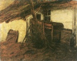 Carl Schuch - Peintures - Maison paysanne avec remise de planches