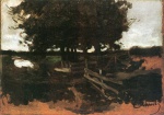 Carl Schuch - Peintures - Groupe d'arbres avec portail