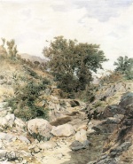 Carl Schuch - Peintures - Vallée rocheuse avec petit pont