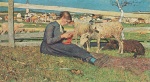 Giovanni Segantini - Peintures - Jeune fille tricotant