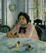 Walentin Alexandrowitsch Serow  - paintings - Mädchen mit Pfirsichen (Bildnis Wera Mamontowa)