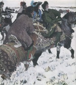 Walentin Alexandrowitsch Serow  - paintings - Peter II und Prinzessin Elisabeth reiten mit Hunden