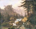 Adalbert Stifter - Peintures - Chute d'eau dans les montagnes