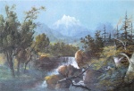 Adalbert Stifter - Peintures - Cascade à Ramsau avec vue sur le mont Watzmann