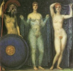 Franz von Stuck - paintings - Die drei Göttinnen Athena, Hera, Aphrodite