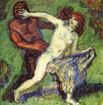 Franz von Stuck - Peintures - Jeu (Faun et Nymphe) jeu (Faun et Nymphe)