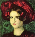Franz von Stuck  - Peintures - Marie avec chapeau rouge
