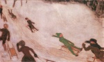 Franz von Stuck  - paintings - Rodelnde Kinder