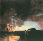 Franz von Stuck  - Peintures - Coucher de soleil sur la mer