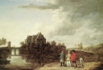David Teniers  - Peintures - Personnes distinguées près d'un château 