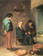 David Teniers  - Peintures - Femme faisant des crêpes