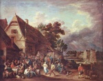 David Teniers  - Peintures - Grande fête de village avec couple de danseurs