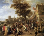 David Teniers  - Peintures - Fête populaire avec église de Sainte-Gudule