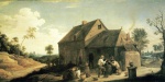 David Teniers  - paintings - Landschaft mit Bauern vor einer Kneipe
