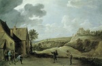David Teniers  - Peintures - Paysage avec paysans jouant aux boules